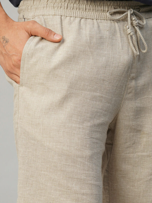 Men's Natural Cotton Linen Regular Fit Shorts