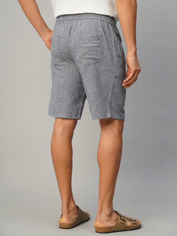 Men's Navy Cotton Linen Regular Fit Shorts