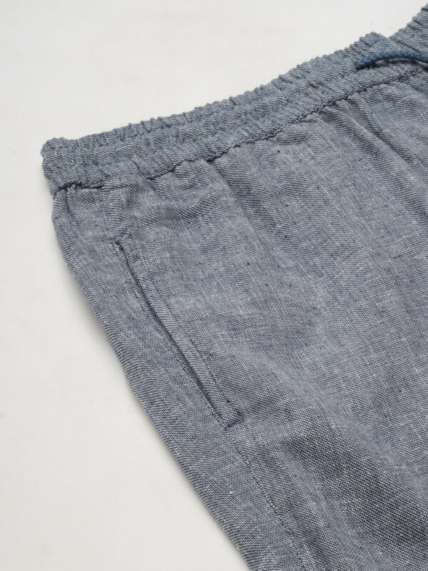 Men's Navy Cotton Linen Regular Fit Shorts