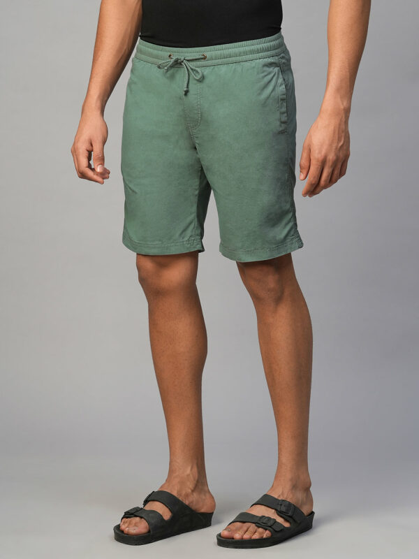 Men's Green Cotton Regular Fit Shorts