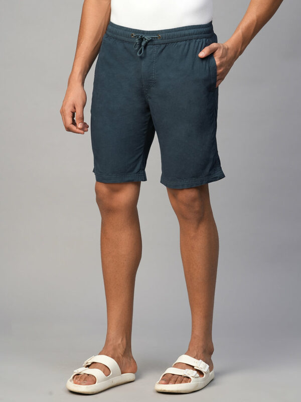 Men's Navy Cotton Regular Fit Shorts
