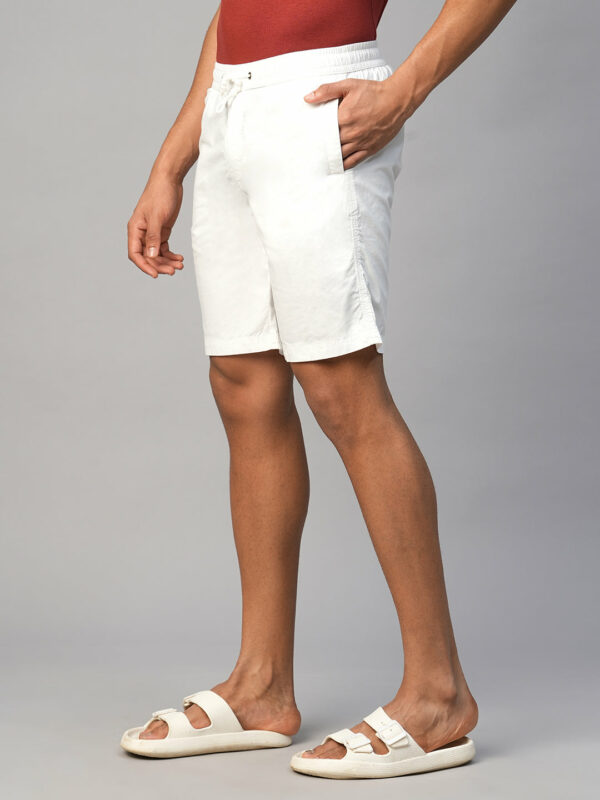 Men's White Cotton Regular Fit Shorts