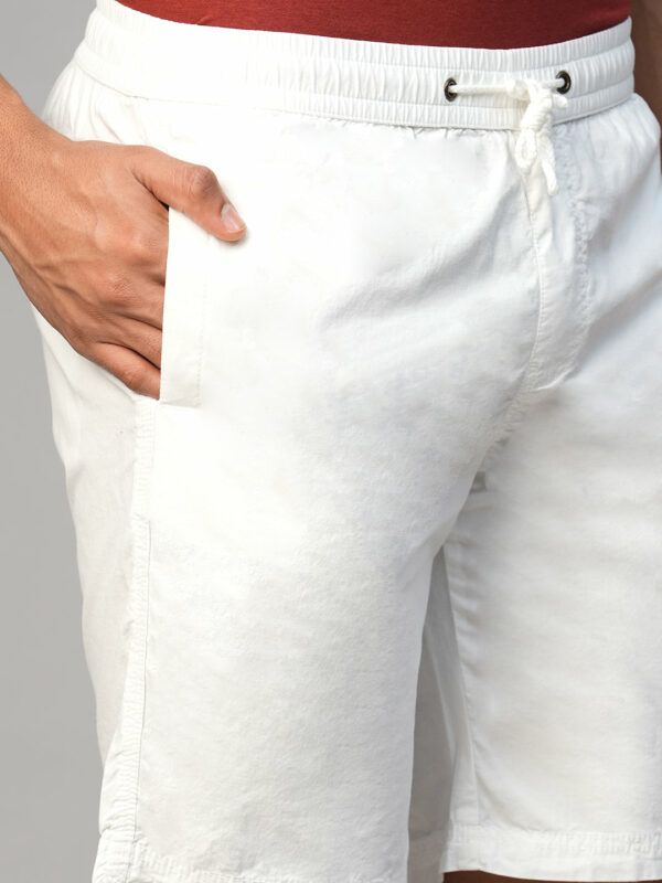 Men's White Cotton Regular Fit Shorts