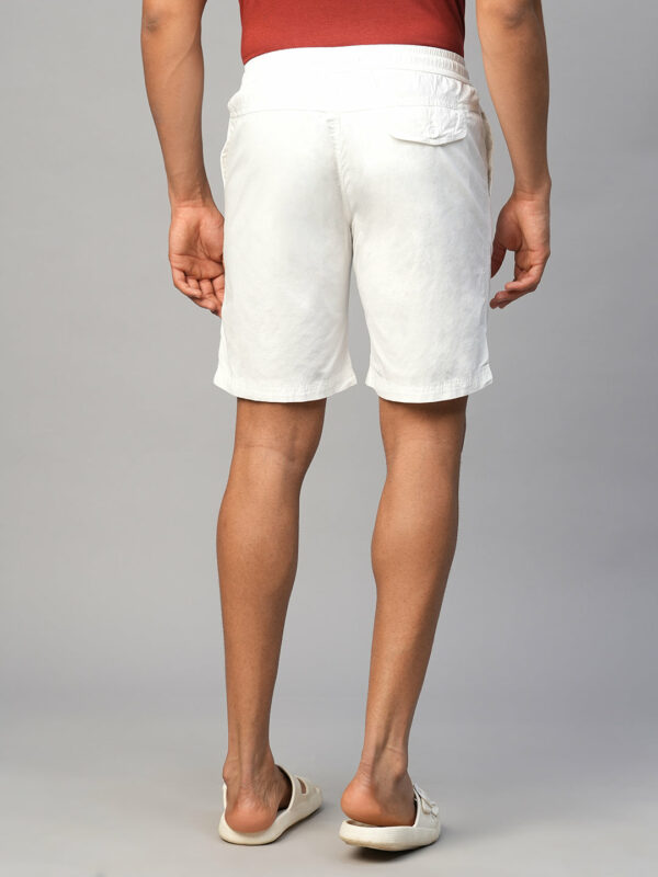 Men's White Cotton Regular Fit Shorts