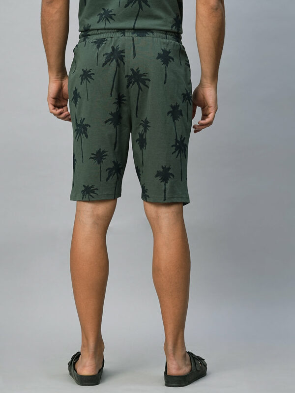 Men's Green Cotton Regular Fit Shorts