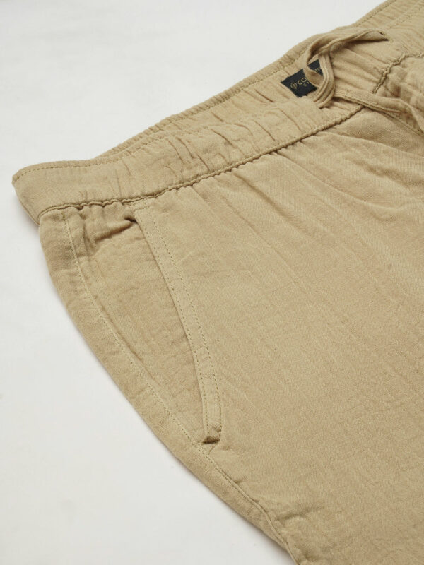 Men's Khaki Cotton Regular Fit Shorts