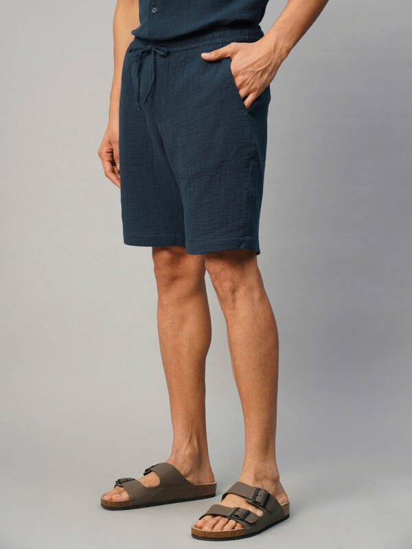 Men's Navy Cotton Regular Fit Shorts