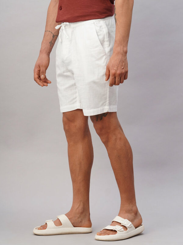 Men's White Cotton Regular Fit Shorts