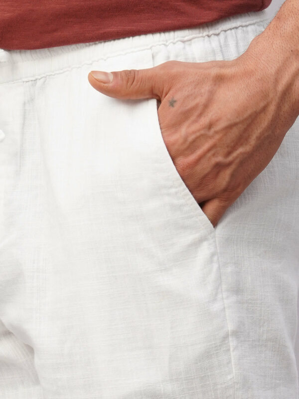 Men's White Cotton Regular Fit Shorts