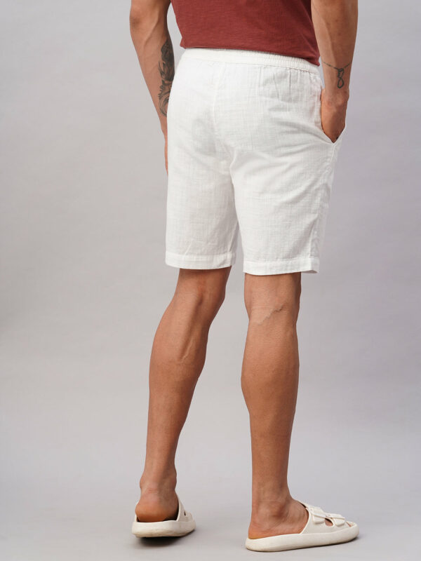 Men's White Cotton Regular Fit Shorts