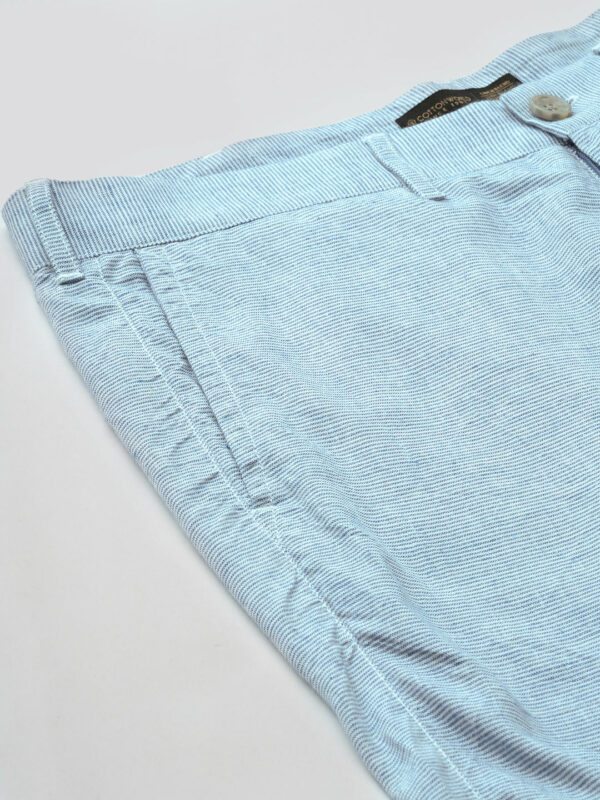 Men's Blue Viscose Linen Regular Fit Shorts