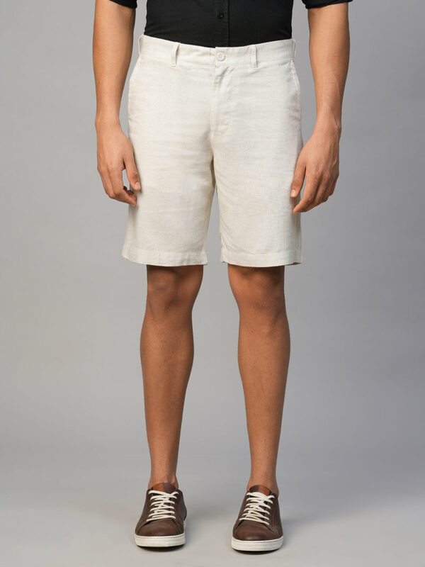 Men's Khaki Viscose Linen Regular Fit Shorts