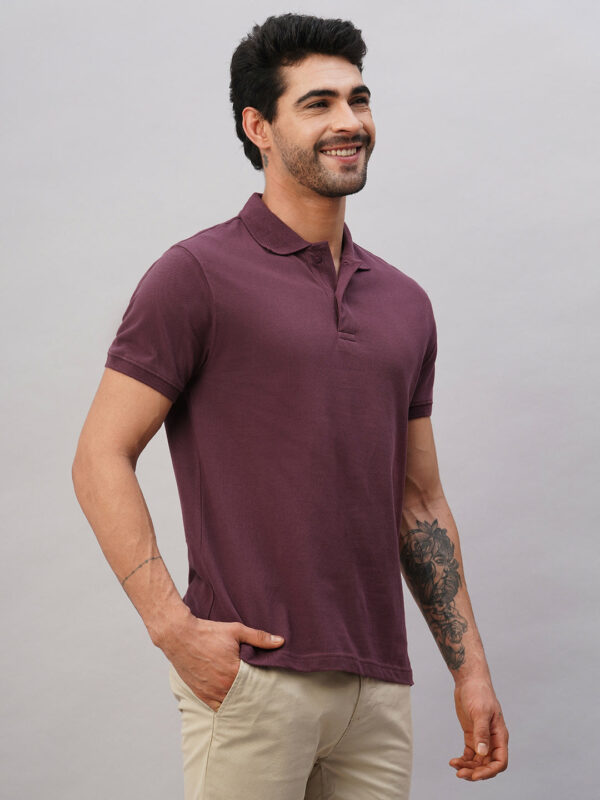 Men's Purple Cotton Regular Fit Tshirt