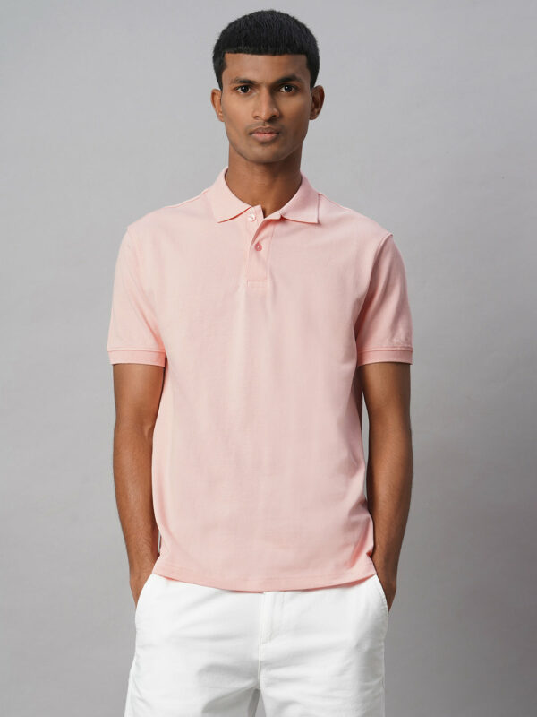 Men's Pink 100% Cotton Regular Fit Tshirt