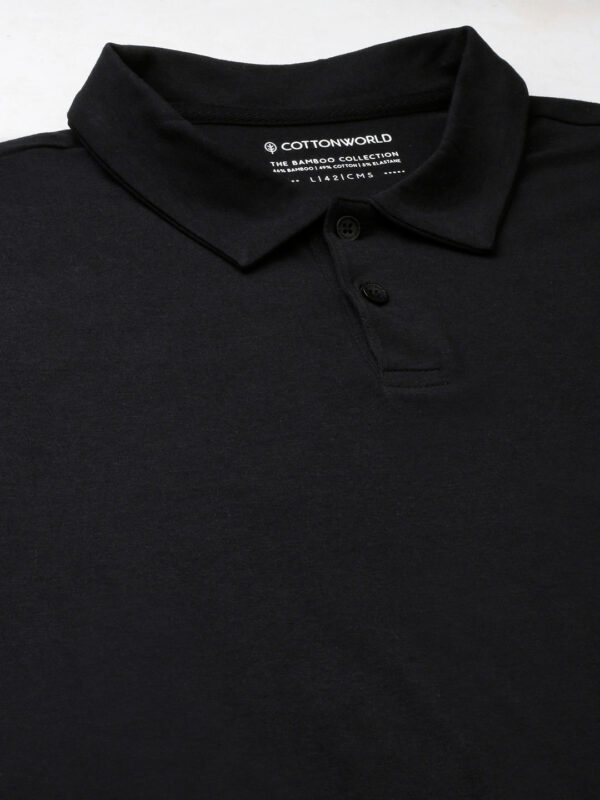 Men's Black Cotton Bamboo Elastane Regular Fit Tshirt