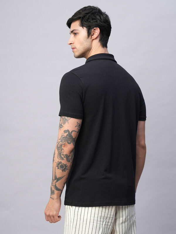 Men's Black Cotton Bamboo Elastane Regular Fit Tshirt