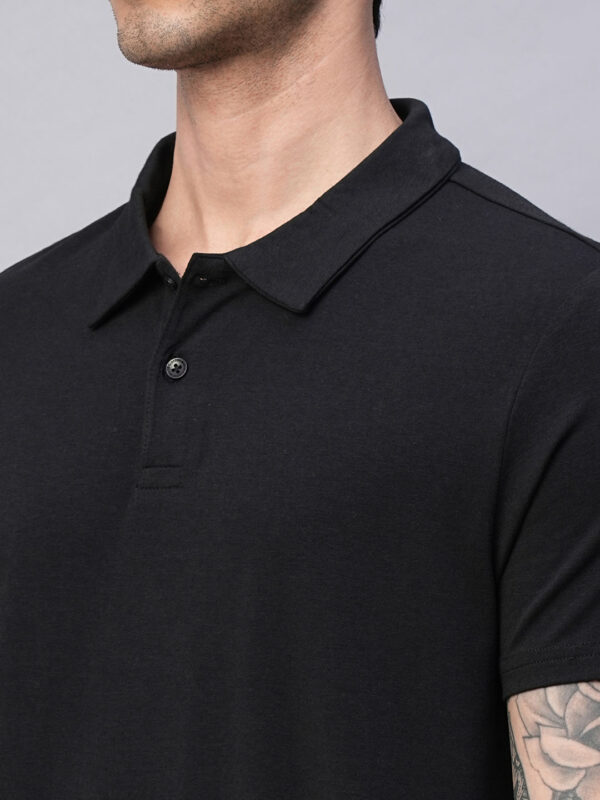 Men's Black Cotton Bamboo Elastane Regular Fit Tshirt