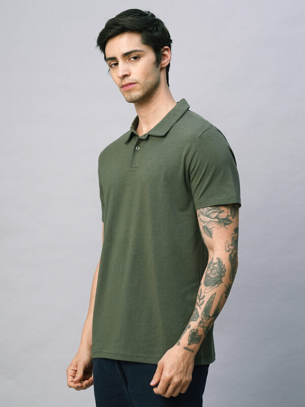 Men's Olive Cotton Bamboo Elastane Regular Fit Tshirt