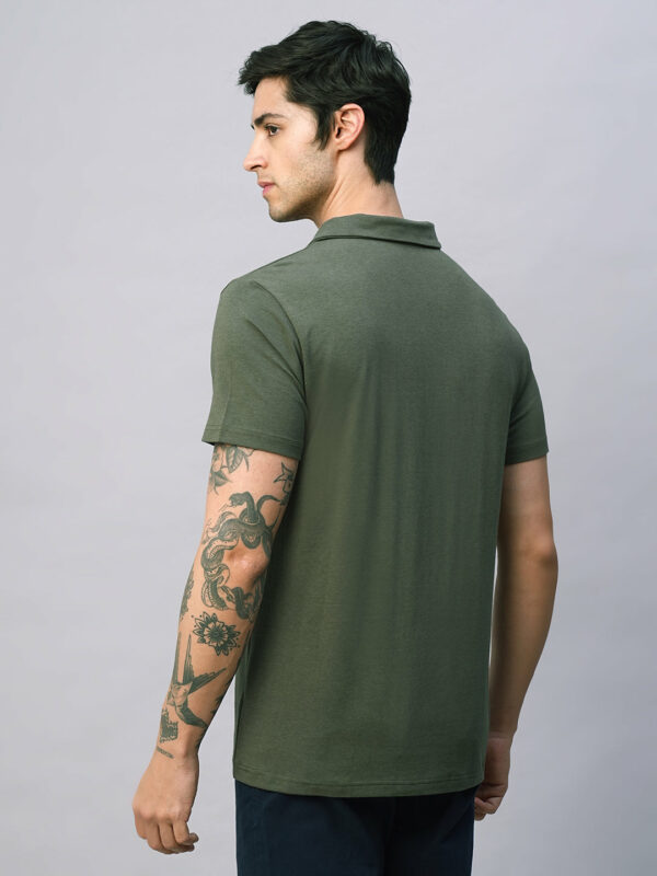 Men's Olive Cotton Bamboo Elastane Regular Fit Tshirt