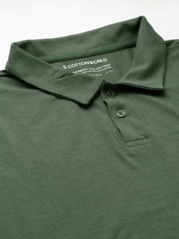 Men's Olive Cotton Bamboo Elastane Regular Fit Tshirt