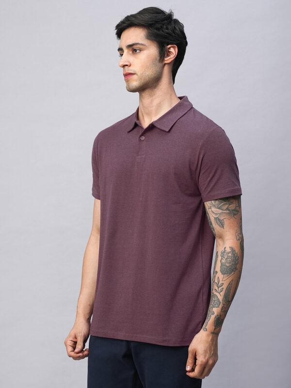 Men's Wine Cotton Bamboo Elastane Regular Fit Tshirt