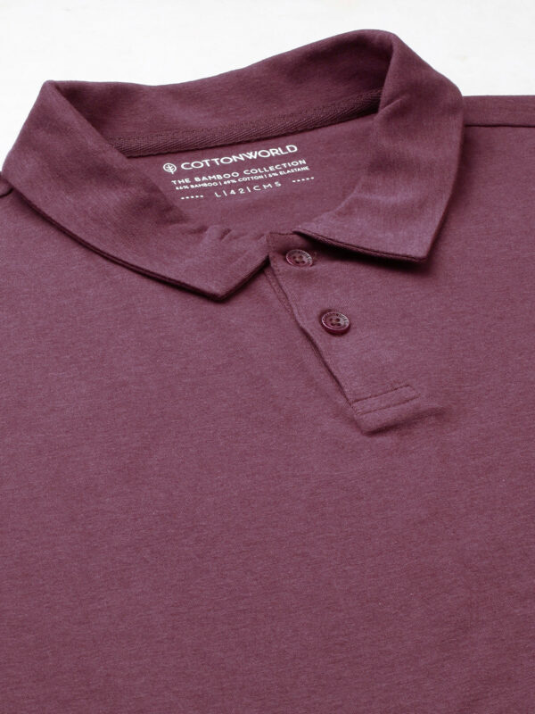 Men's Wine Cotton Bamboo Elastane Regular Fit Tshirt