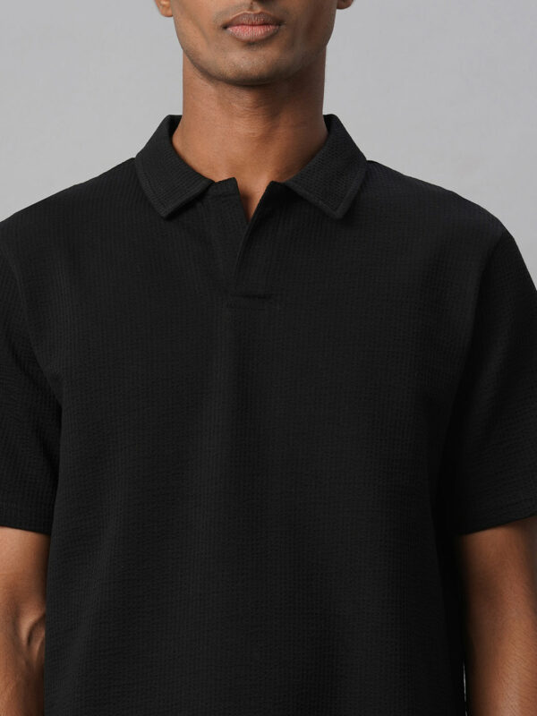 Men's Black Cotton Elastane Regular Fit Tshirt