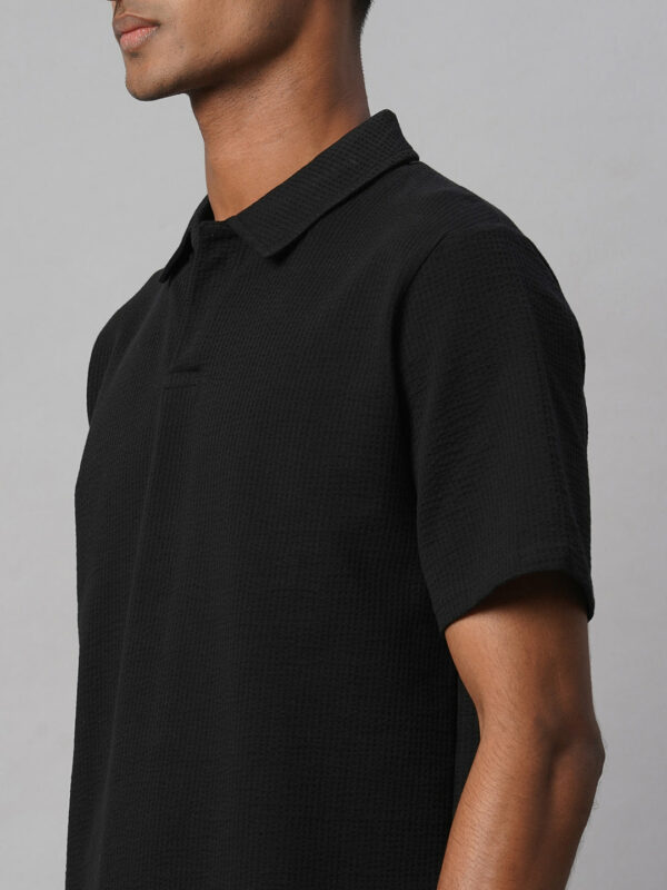 Men's Black Cotton Elastane Regular Fit Tshirt