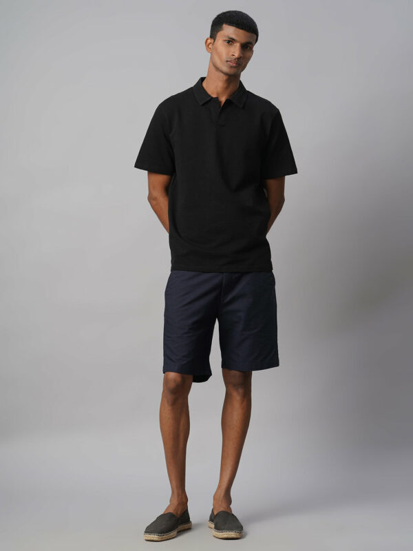 Men's Black Cotton Elastane Regular Fit Tshirt