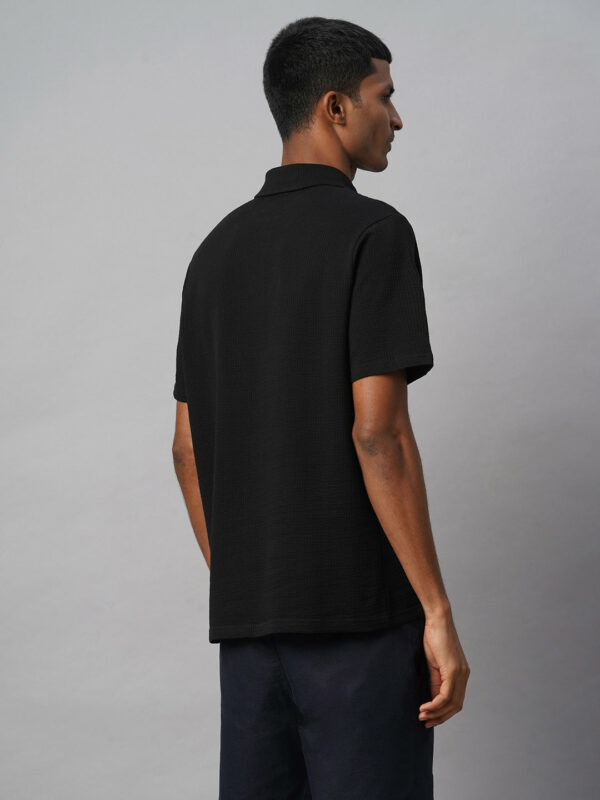 Men's Black Cotton Elastane Regular Fit Tshirt