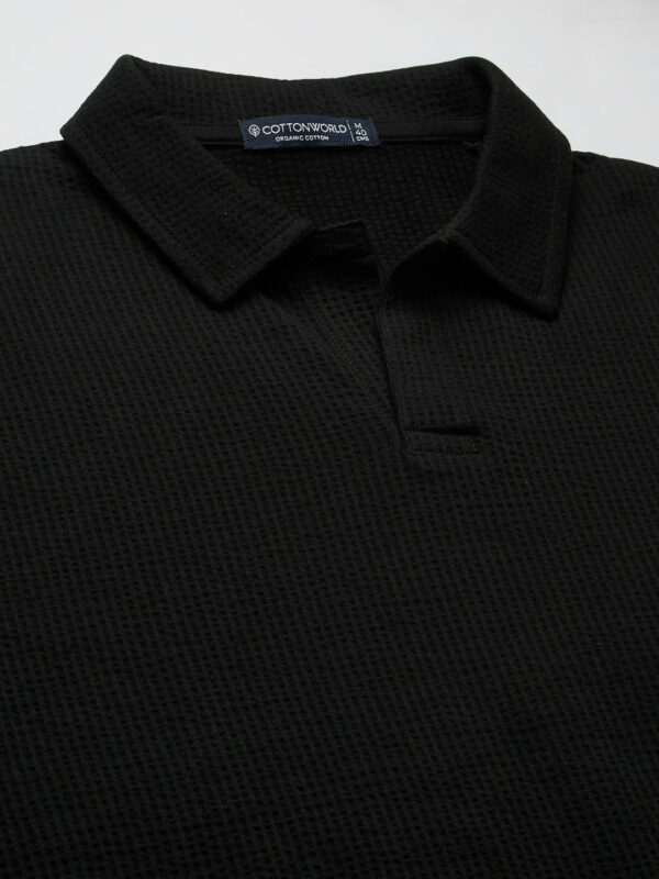 Men's Black Cotton Elastane Regular Fit Tshirt