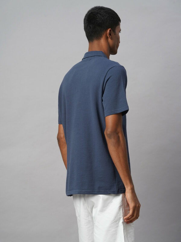 Men's Blue Cotton Elastane Regular Fit Tshirt