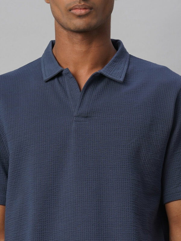 Men's Blue Cotton Elastane Regular Fit Tshirt