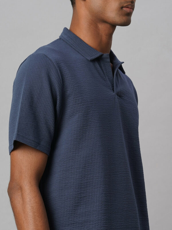 Men's Blue Cotton Elastane Regular Fit Tshirt