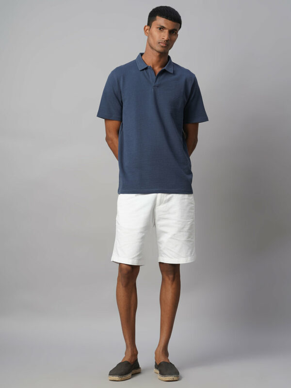 Men's Blue Cotton Elastane Regular Fit Tshirt