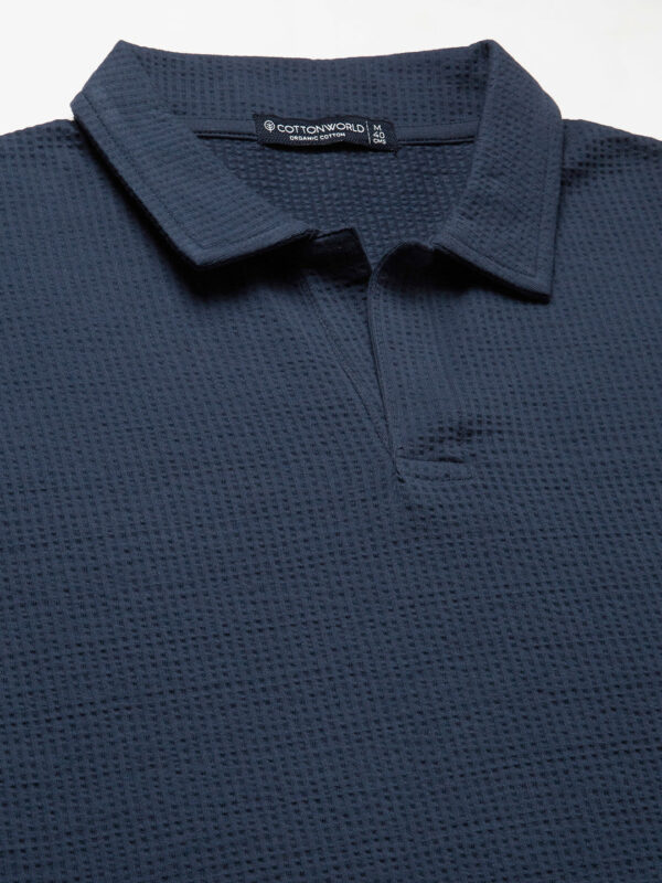 Men's Blue Cotton Elastane Regular Fit Tshirt